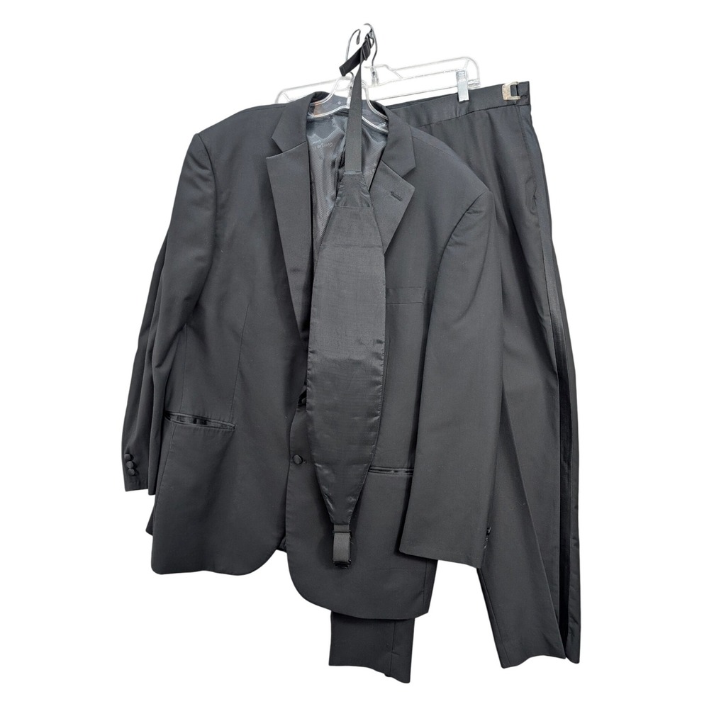 Giorgio Fiorelli‎ Black Tuxedo Suit Jacket Pants 2 Piece Super Fine Size L 50/44